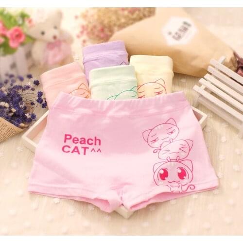 5pcs/lot Cotton Children Panties Cartoon Boxer Girl Underwear High Quality Comfortable Lace Pretty Baby Kids Shorts Briefs 2-10t