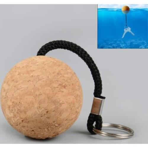 50mm Cork Key Chain Buoyant Wooden Ball Ring Floating Cork Keyring Water Ball Floating Kayak Surf Float Keychain