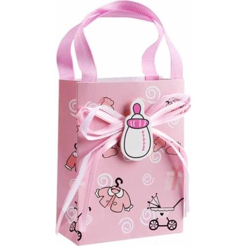 6pcs paper Gift Box Candy Bag Baby Shower Gender Reveal Kid boy girl first 2th 3th Birthday Party Christening Decoration Favor