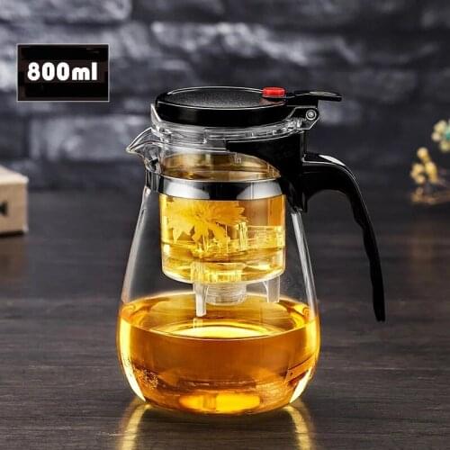 800ml Heat Resistant Glass Teapot Chinese Kung Fu Tea Pot Set Portable Green Tea Puer Kettle Coffee Maker Home Office Accessorie