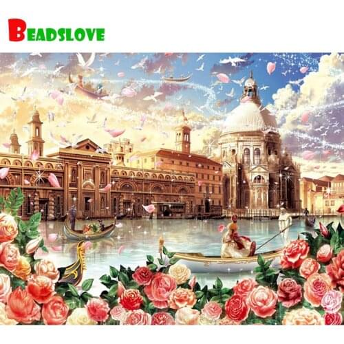 DIY Diamond Painting Venice city castle flower landscape Diamond Mosaic Diamond Embroidery Full drill Square round Handmade art