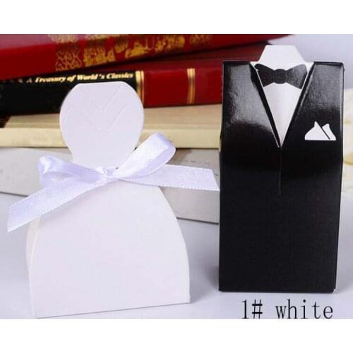 White black flower suit dress candy chocolate gift box for wedding birthday tea party favor decoration