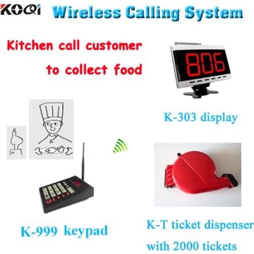 Wireless restaurant waiter sevice call queuing management paging system with ticket dispenser electronic queue management system