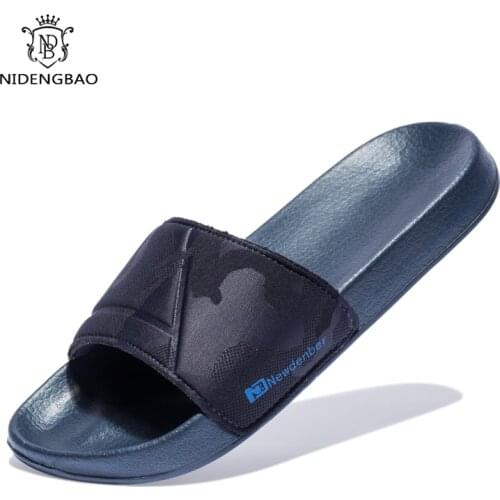 Brand Quality Slippers Men Bathroom Shoes Flat Flip Flops Light Outdoor Beach Sandals Shoes Big Size 50 Dark Camouflage Surface