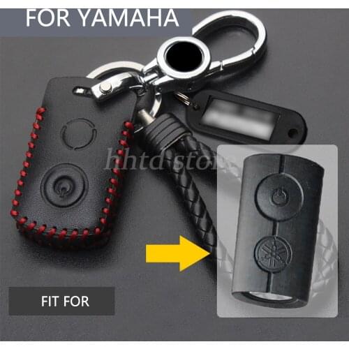 Genuine Leather Motorcycle Remote Start Key Case Cover Keychain For Yamaha NVX NVX155 XMAX XMAX300 QBIX JAUNS AEROX 2018 2019