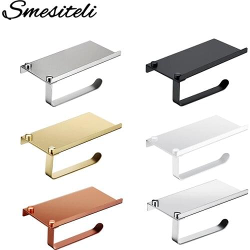 Paper Holders Polished Chrome Gold Silver Black Bathroom Toilet Holder Tissue Hanger Stainless Steel Wall Mount Holder For Phone