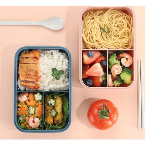 Microwave Lunch Box Leak-Proof Independent Lattice Sealed Three Lunch Box for Kids Bento Box Portable Food Container