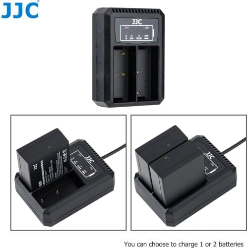 JJC USB Dual Battery Charger for Olympus OM-D E-M1 Mark III, OM-D E-M1 Mark II, OM-D E-M1X Replaces Olympus BLH-1