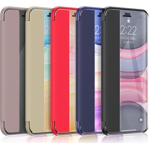 China luxury smart side window clear view PU leather flip mobile phone case for iphone 11 12 pro max