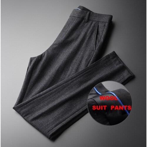 Classic Autumn And Winter Men Suit Pants Hight Quality Wool Blended Business Straight Man Pants Luxury Slim Fit Man Trousers