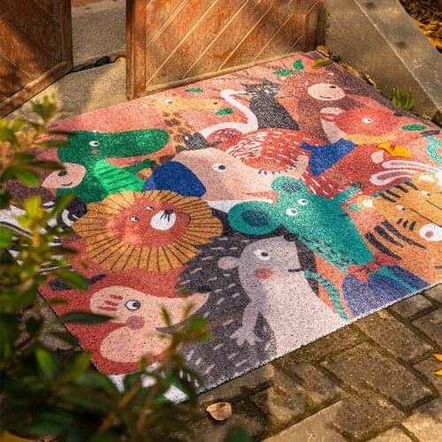 Entrance Door Mat Cartoon Animal Doormat Non Slip Low Profile Front Door Rug Outdoor Heavy Duty Rubber Low Profile Welcome Mat