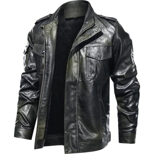 Spring Motorcycle Leather Jacket Men Stand Collar Solid Color Streetwear Mens Leather Jacket Zipper Casual Leather Men Jacket