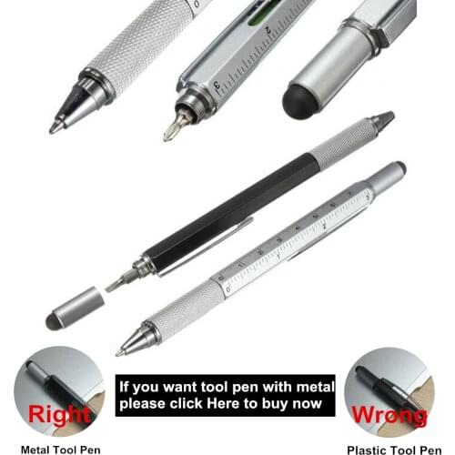 GENKKY Multifunction Pen Full Metal Tool Ballpoint Pens Screwdriver Ruler Spirit Level Multifunction Pens For School Home office