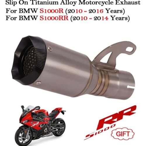 Slip On Titanium Alloy Motorcycle Exhaust Modified Middle Link Pipe Escape Muffler For BMW S1000R S1000RR 2010- 2014 -2016 Years