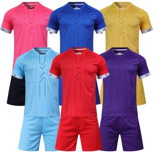 Men short sleeve red soccer jersey set football uniform purple boy soccer shirt kids running sport jersey OEM name number