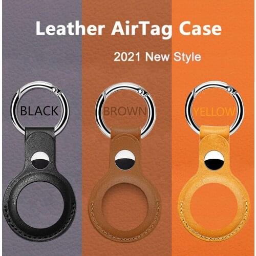 Soft Shockproof Protect Case For Apple Airtags PU Leather Hangable Keychain Locator Tracker Case Accessories Portable Hook Cover