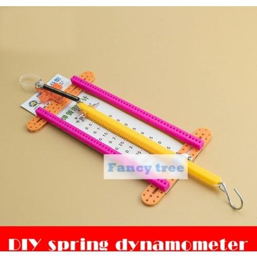 Physics Tecnologia diy kit Measuring force spring dynamometer With hook Good stability and can be reused steam Toy For Children