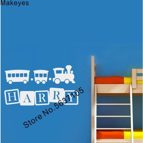 Makeyes Personalized Name Wall Stickers Toys Track Baby Kids Bedroom Wall Decals Custom Names Wallpaper Art Design Mural Q786