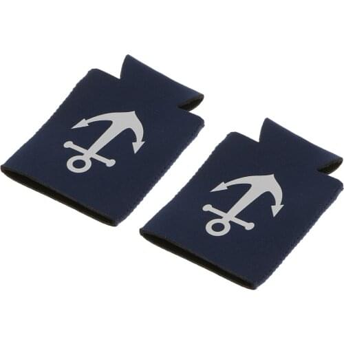 Neoprene Nautical Anchor Stubby Soda Beer Can Chilling Holder Wrap Sleeve Pack of 2