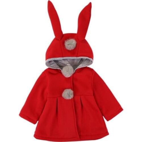 New Girls Cute Coats Cartoon Rabbit Ear Hooded Autumn Winter Long Sleeve Children Outerwear Kids Jacket Coats For 1-5T Baby