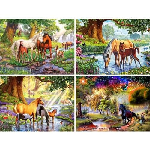 PDMDOG 5D Diamond Painting Horse Rhinestone Kit Full Square Round Drill Diamond Embroidery Animal Cross Stitch Handmade Gift