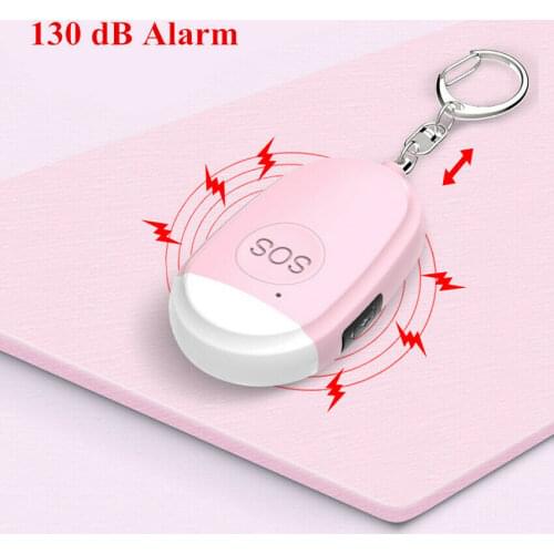 Personal Alarm Siren Song 130DB Self Alarm Keychain Emergency LED USB Charging