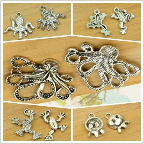 Octopus/frog alloy charm pendant sea ocean animal antique silver diy jewerly finding accessories bracelet choker free shipping