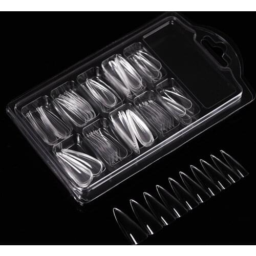 100pcs Poly Nail Gel Full Cover Nail Forms Acrylic False Fake Nails Quick Building Mold Tips Dual Forms Nail Finger Extension