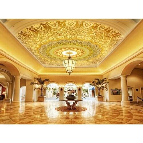 Custom 3d ceiling wallpaper Euporean pattern wallpaper wall ceiling wallpaper photo luxury 3d wallpaper for ceiling