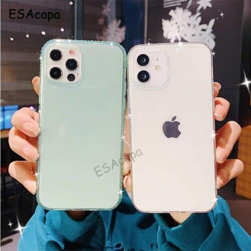 Bling Diamond Transparent Phone Case For iPhone 12 Mini 11 12 Pro Max X XS XR SE 2020 8 7 Plus Soft TPU Rhinestone Back Cover