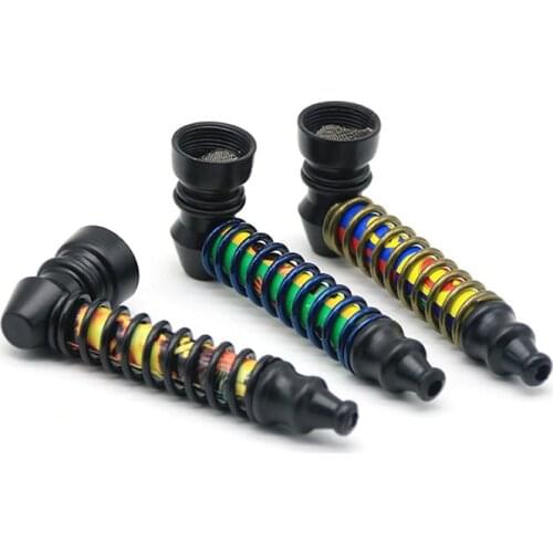 Spring Smoke Pipe Jamaica Rasta Tobacco Smoking Pipes Gift Smoke Detectors Grinder Smoke Hookah With Metal Pipe Screen