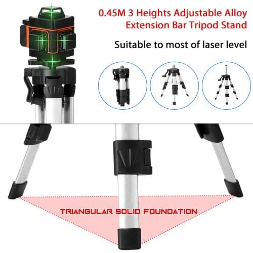 0.45M 3 Heights Adjustable Aluminum Alloy Extension Bar Tripod Stand For Laser Level with Bubble-level