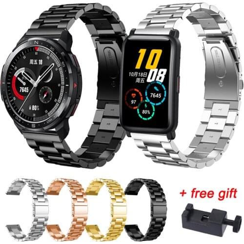 For Honor Watch GS Pro Band / Honor Watch ES Stainless Steel Strap Metal Bracelet Watchbands Wristband With Tool Fast logistics