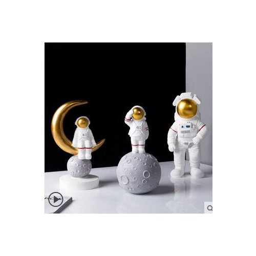 NORDIC MODERN SPACE ASTRONAT CREATIVE ART SCULPTURE LUCKY CHARACTER STATUE RESIN CRAFTS FOR HOME