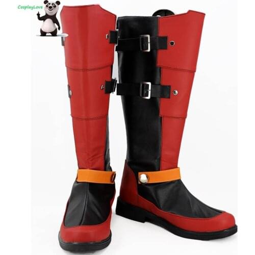 Starfox Fox McCloud Black Red Cosplay Shoes Cosplay Long Boots Leather Custom Made