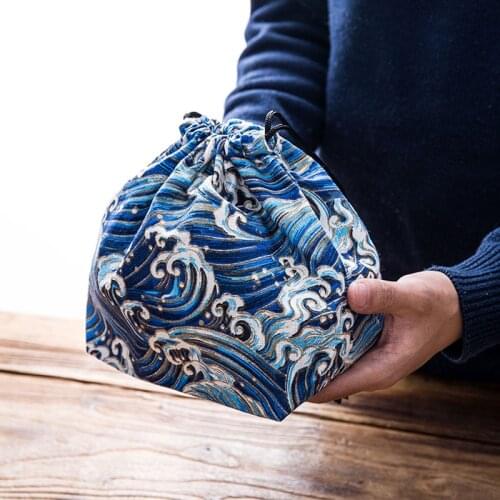 Japanese Style Lunch Box Bag Drawstring Lunch Bag Bento Tote Pouch Portable Children Storage Box Travel Tableware Storage Bag