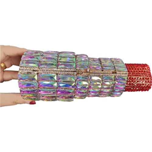 Bag For Women Dazzle Lipstick Shape Rhinestone Crystal Purses Evening Handbags Luxury Wedding Diamond Clutch Bags
