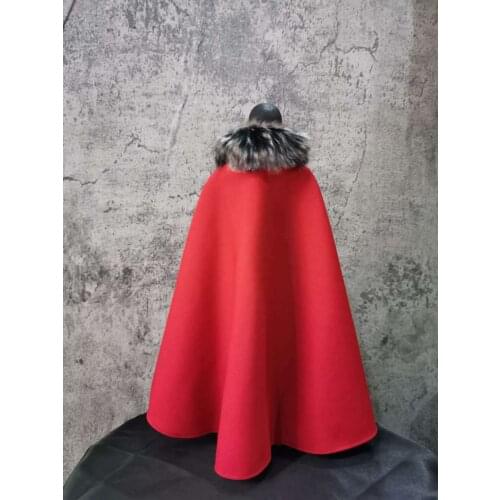 1:6 Figure Accessory Red With Fur Collar Cloak Cape For 12" Male Figure Doll Toy