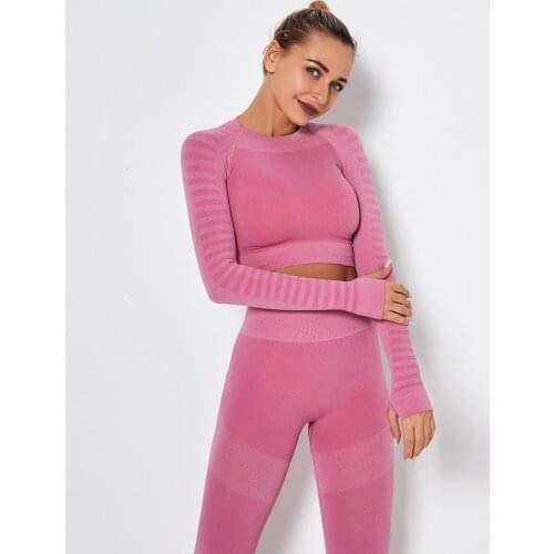 Seamless Yoga Shirts Crop Top Long Sleeves Shirts for Women Yoga Sports Fitness Gym Cloth Workout Tops Sports Shirts