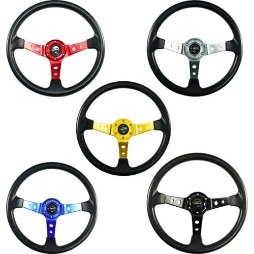 Universal 14 Inch 350mm Car Sport Steering Wheel Racing with logo High Quality Aluminum+PU Auto Racing Game Steering Wheel