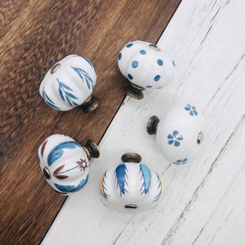 Pack of 5 Solid Round Kitchen Cabinet Knobs Pulls Ceramic Pumpkin Cupboard Wardrobe Cabinet Drawer Door Handles Pulls Knob