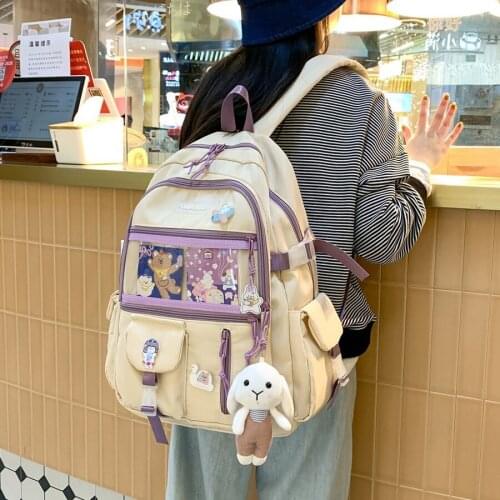 High Quality Large Capacity Waterproof Women Backpack Clear Multi-pocket Travel Rucksack Student School Bags for Teenage Girls