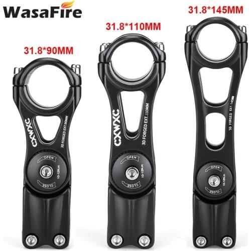 Bicycle Stem Adjustable Mountain Road Bike Stem Ultralight 31.8mm Handlebar Stem 3 Degree 90/110/145mm Bike Stems