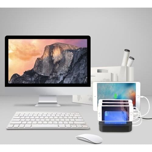 Besegad 2.4A Multi USB Hub Charging Station Dock Stand Organizer Holder Fast Charger for iPhone X 10 8 Plus iPad Pro Accessories