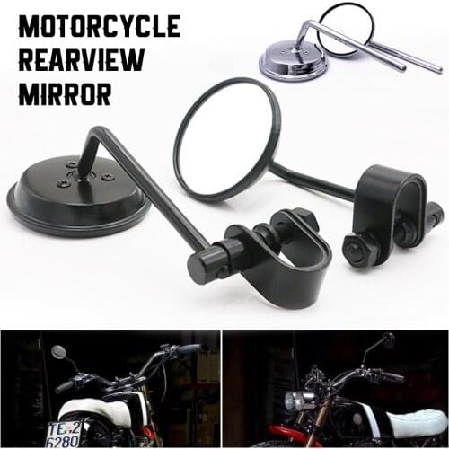 2PCS Universal Motorcycle Handlebar Rear View Mirror Round Convex Clip-On Retro 22 25mm Motorbike Mirrors Motorcycle Accessories