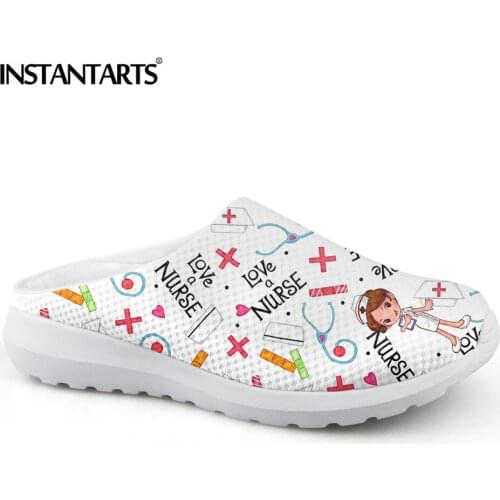 INSTANTARTS Breathabel Nurse Shoes Woman Slipper Premium Sketch Physio Womens Surgical Print Light Air Mesh Sandals for Ladies