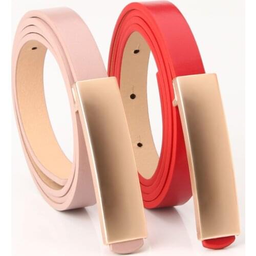 Metal Buckle Ladies Belts For Dresses High Quality Leather Thin Female Waist Belt Straps Belt Waistband For Women