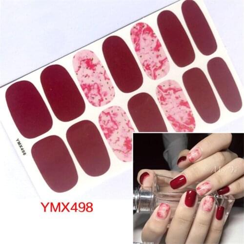 1pc Colorful Nail Art Sticker Marble Fruits Summer Wraps Adhesive Nail Decorations Apply Top Coat Finger Stickers YMX485-YMX545