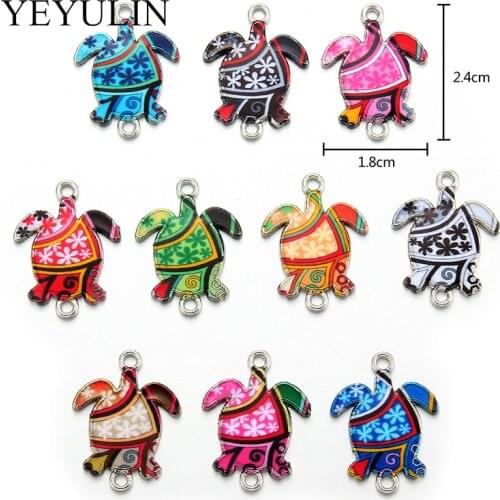 10Pcs Mixed Random Color 24*18mm Zinc Alloy Enamel Sea Turtle Charms Pendants Jewelry Findings For DIY Choker Necklace Bracelet