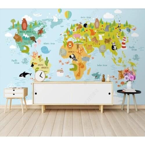 Papel de parede Nordic modern cartoon animal world childrens room Background Wall 3D wallpaper mural,living room home decor
